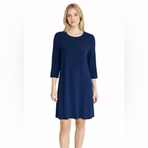 Me+Em Women Blue Navy Dress 10 US Wool Blend Crepe Knit Office Career Staple